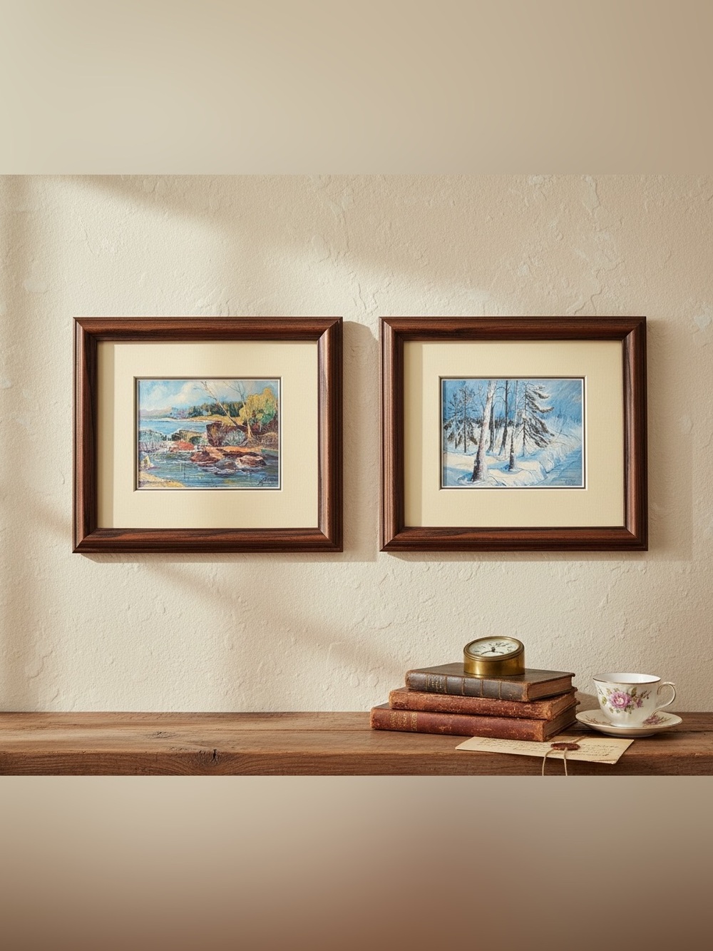 Set of 2 Vintage North Shore Lake Superior Framed Art  (Pair) – Cabin Decor
